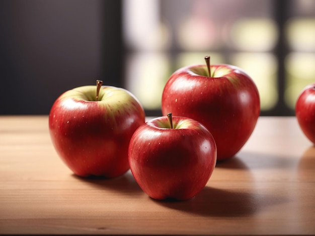 Apples red fresh mellow juicy perfect whole on white desk