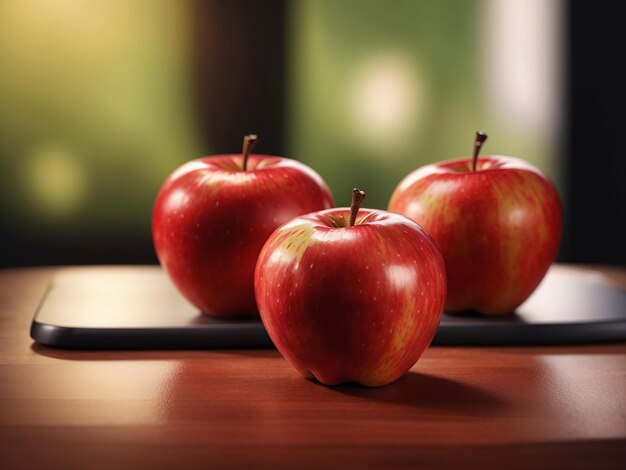 Apples red fresh mellow juicy perfect whole on white desk