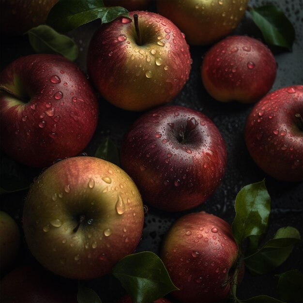 Apples Seamless Background Visible Drops Of Water