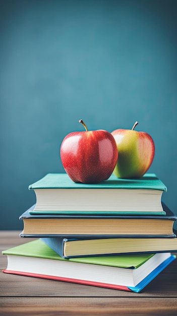 apples on top of books