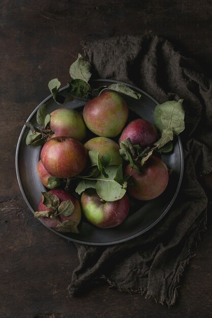 Apples with leaves