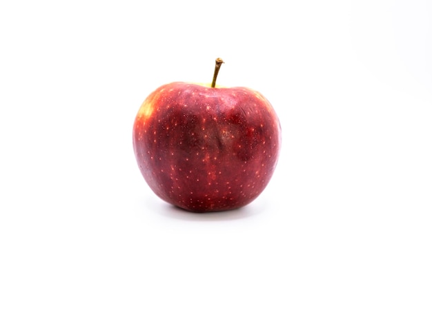 Apples with white spots on the skin, placed on a white background