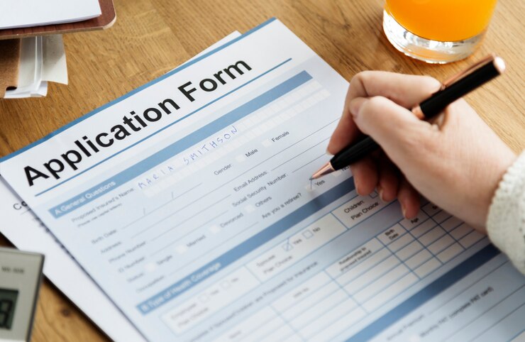 Photo application form document fill writing concept