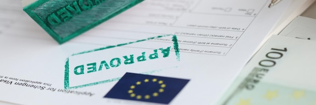 Application form seal approved for schengen visa to european union