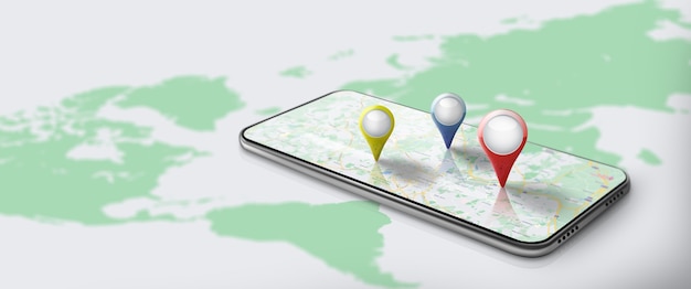 Application of GPS Navigation map on smartphone with pinpoint Route map with Location pinpoint