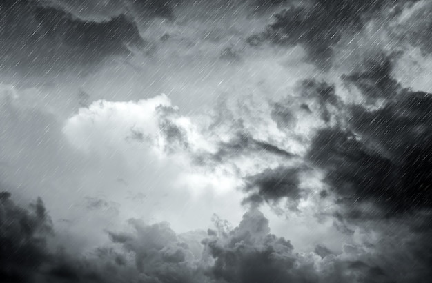 Approaching storm cloud with rain over the sea