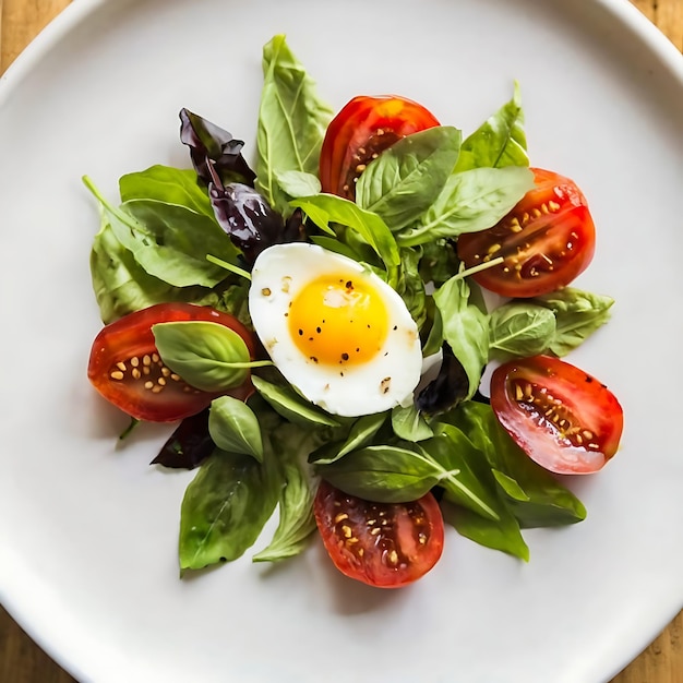 Photo aprese salad mediterranean food is served in white plate