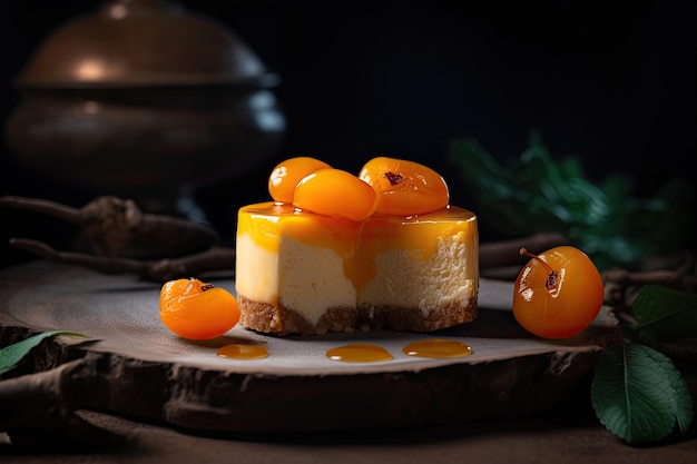 Apricot Cheesecake Cheesecake Pastry Peach Cream Cheese Dessert Abstract Generative AI Illustration