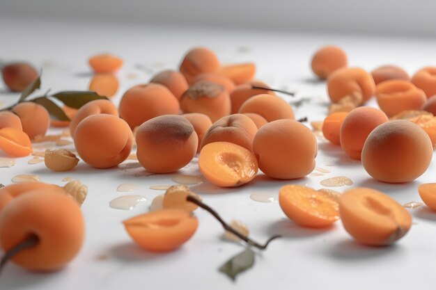 apricot fruit vegetable on white background