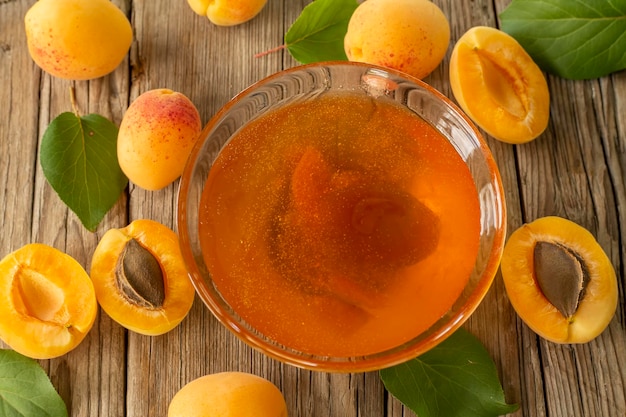 Apricot fruits and apricot jam