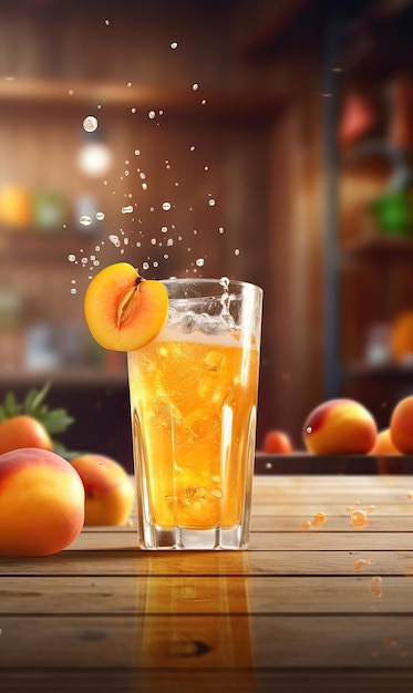 Apricot Juice with nurture background