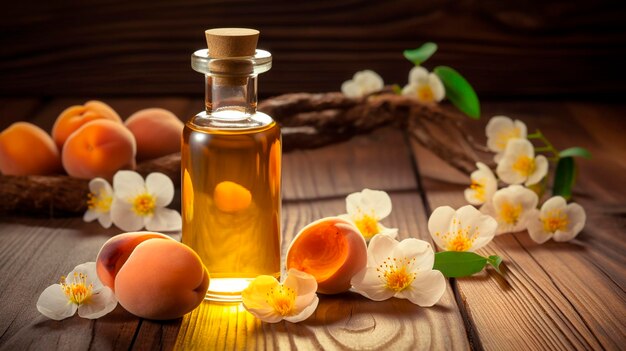Photo apricot kernel oil apricot essential oil in a bottle