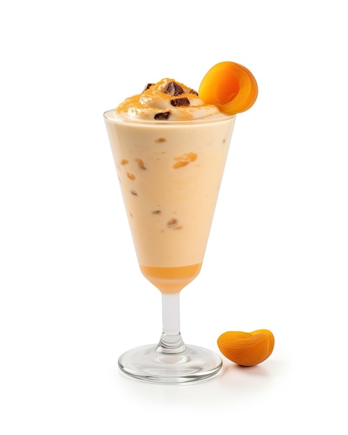 Apricot smoothie with white background