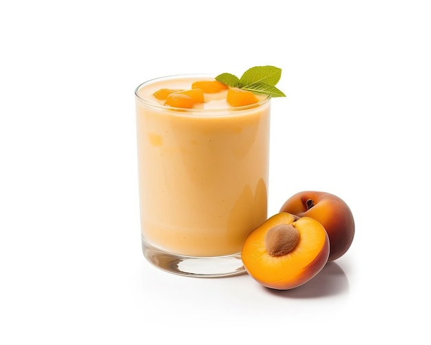 Apricot smoothie with white background
