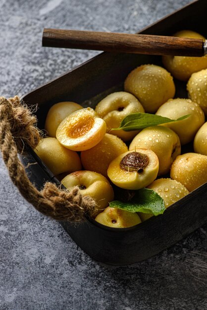 apricots on dark background