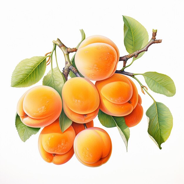 Apricots on White Background