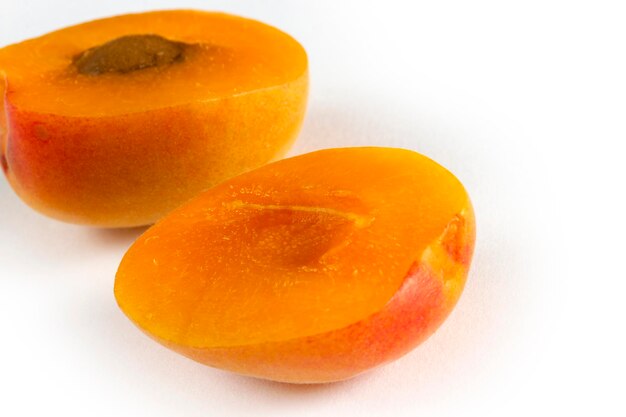 Apricots on a white background