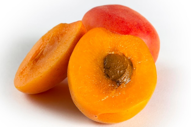 Apricots on a white background