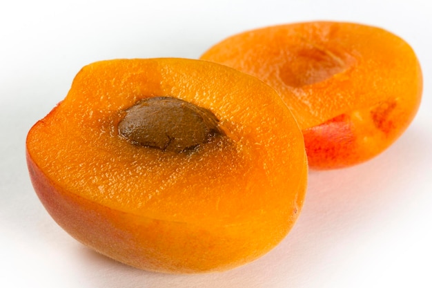 Apricots on a white background