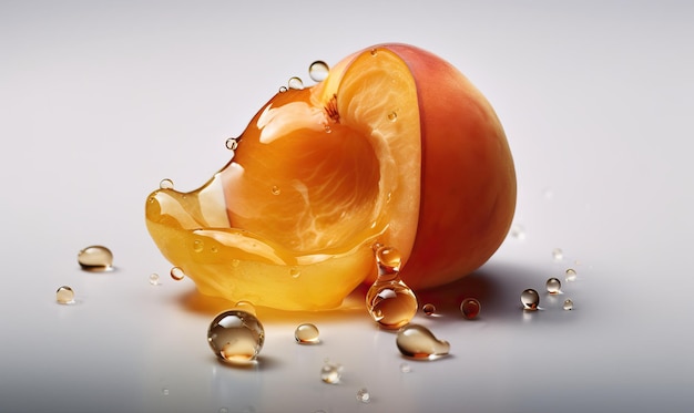 Apricots with water drops on a white background generative ai