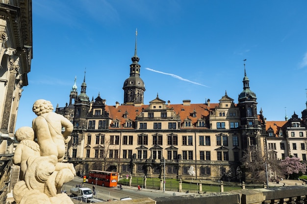 April 1, 2019.Dresden, Saxon Switzerland, Germany: A street in the center of the city and the old buildings of Dresden