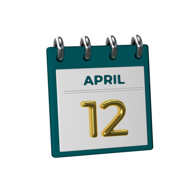 April 12 Calendar Icon Vector illustration of one day of month Desktop Calendar Template