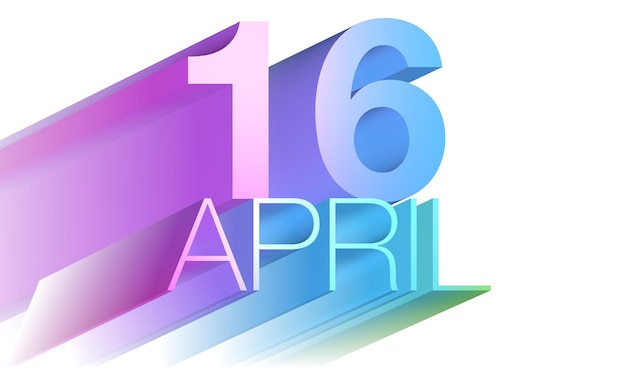 16 апреля надпись фиолетово-синим и зеленым цветом