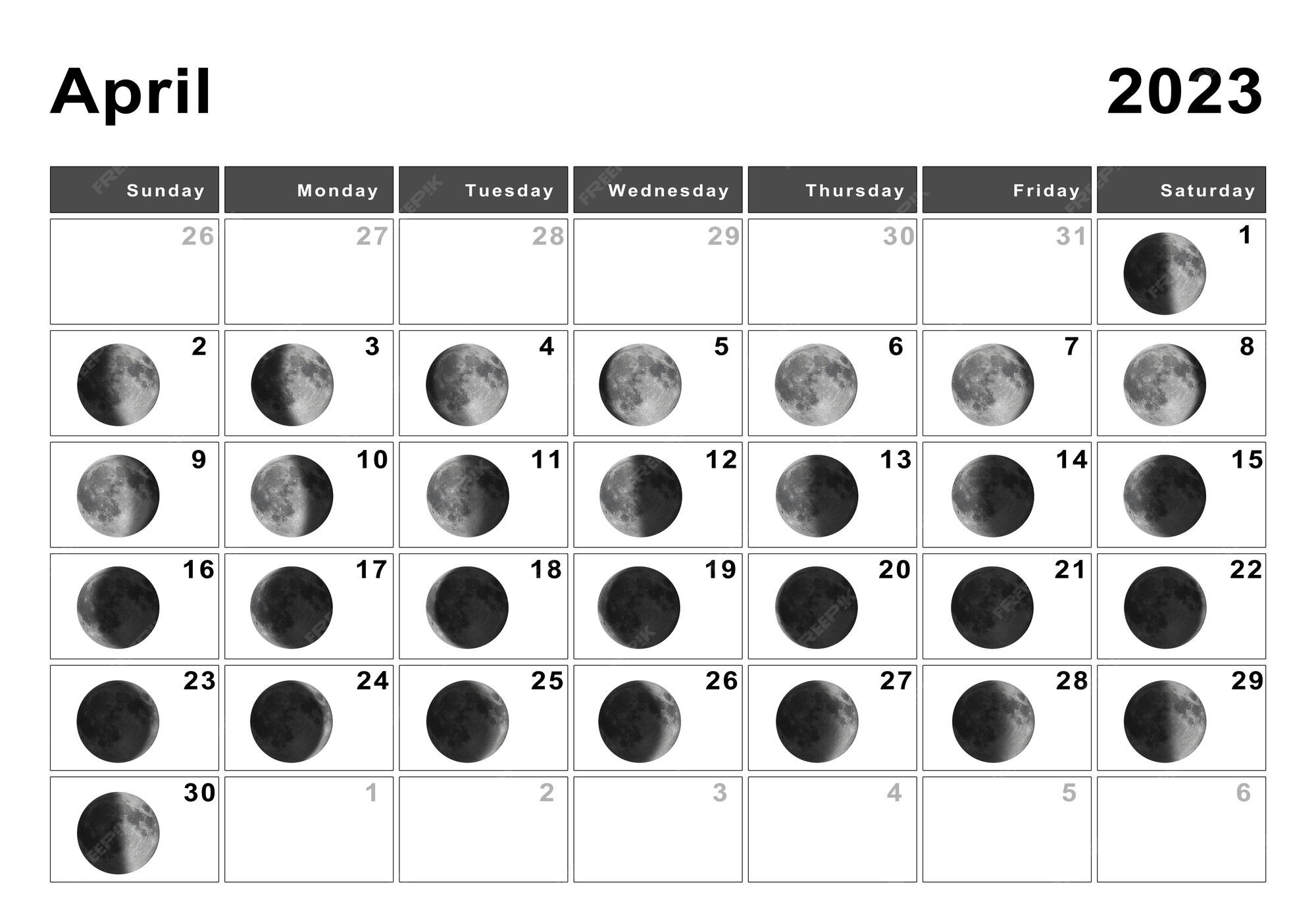 Premium Photo April 2023 lunar calendar, moon cycles, moon phases