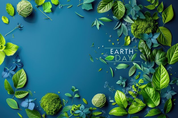 Photo april 22nd happy earth day banner poster with the word earth day in a blue tone generative ai