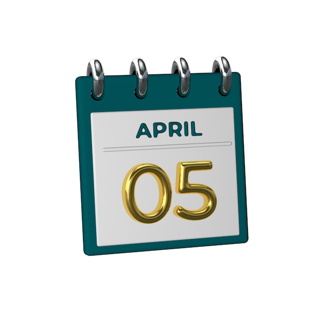 April 5 Calendar Icon Vector illustration of one day of month Desktop Calendar Template