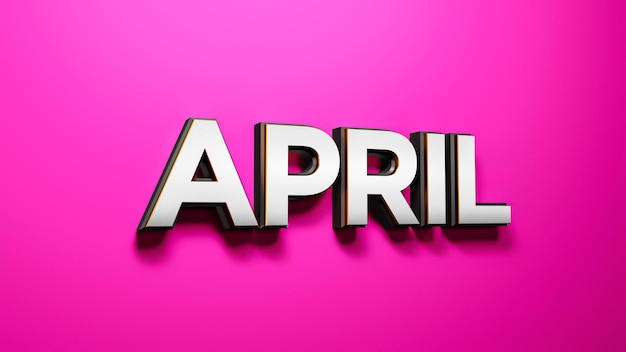 April belettering woorden op roze achtergrond 3D-rendering