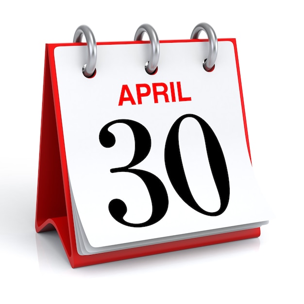 April Calendar 3D rendering