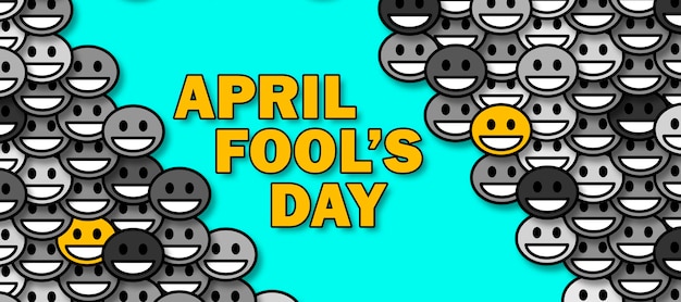 April Fool's Day Background with many multicolored emoticons