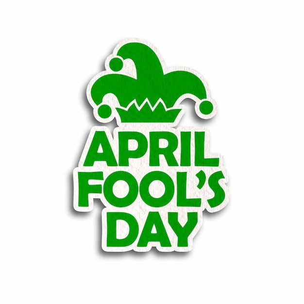 April fool\'s day bright text with jester\'s cap