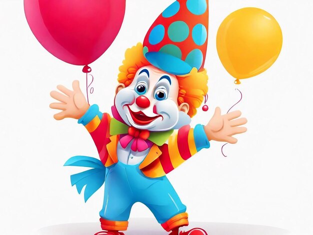 April Fools Day Clown doll isolated on white background 3d style render