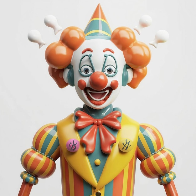 Первый апрель Клоун кукла изолирована на белом фоне 3D стиль рендеринга