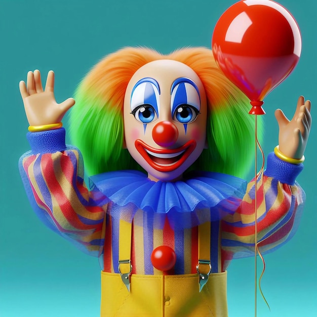 Foto april fools day clown pop geïsoleerd op witte achtergrond 3d stijl rende