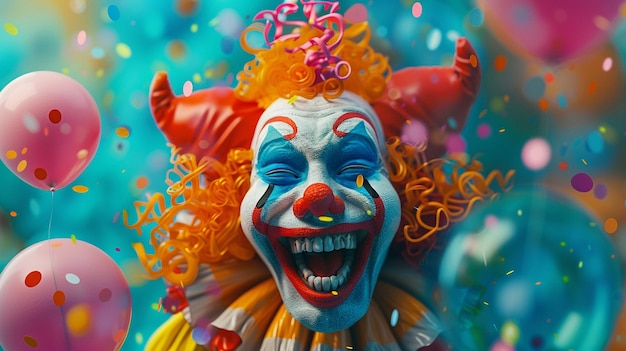 Foto april fools day met een grillige afbeelding van een vrolijke plasticine clown