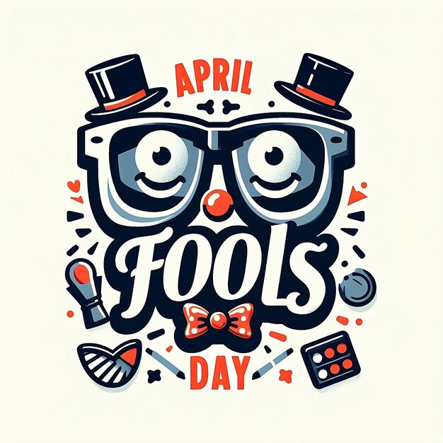 April Fools Day text and funny glasses Vector Design Illustration Background social media ads poster