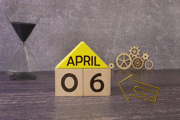 april on wooden grey cubes calendar cube date april