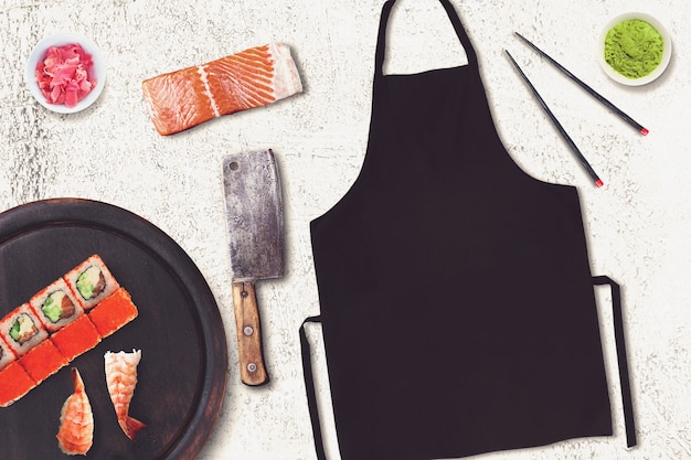 Photo apron in a sushi bar scene