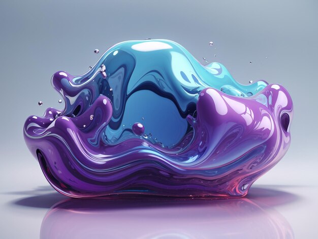 아쿠아 오로라 블루 및 보라색 그라디언트 떠 있는 액체