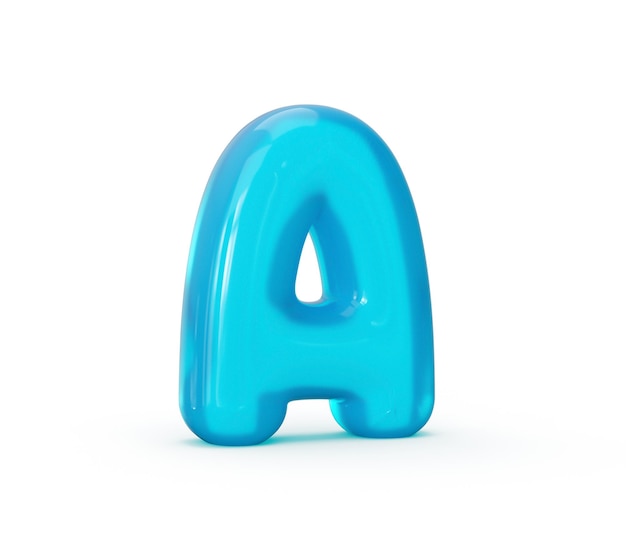 Aqua Blue gelei brief geïsoleerd op een witte achtergrond A 3d illustration