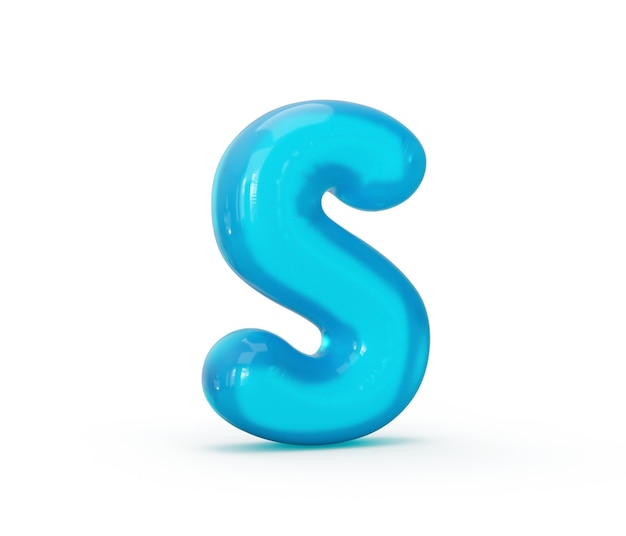 Aqua Blue gelei S brief geïsoleerd op een witte achtergrond 3d illustratie