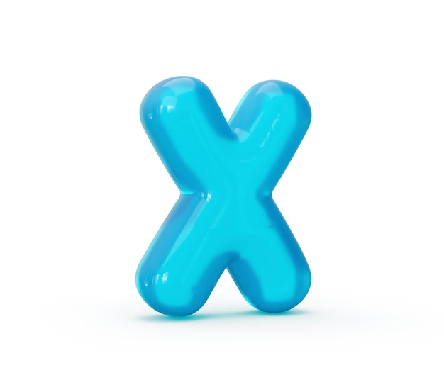Aqua Blue gelei X brief geïsoleerd op een witte achtergrond 3d illustratie