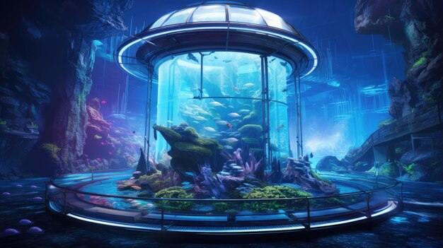 Aqua scape in a hightech underwater habitat ai generative