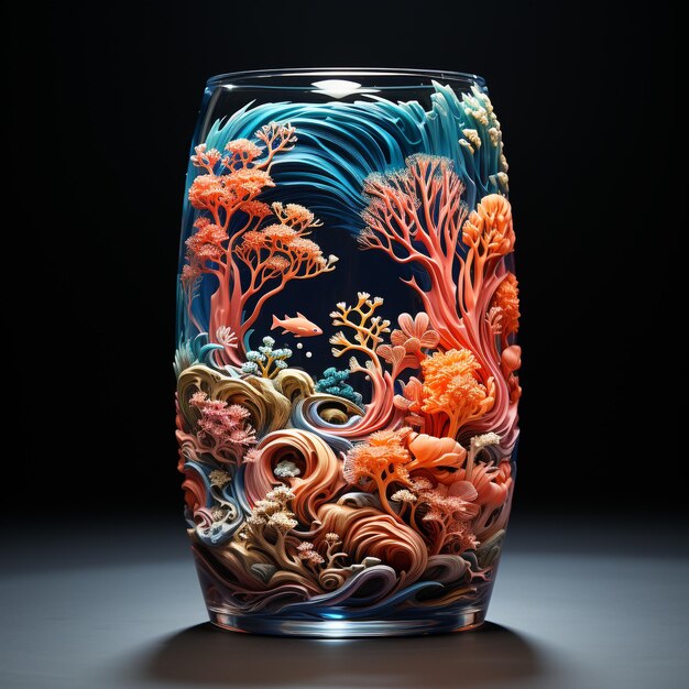 Foto aqua serenade reef art op een drinkglas