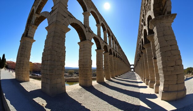 Aquaduct segovia barcelona roman spain madrid illustratie foto ai gegenereerde kunst