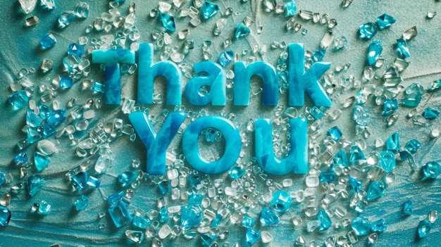 Photo aquamarine crystal thank you concept creative art poster