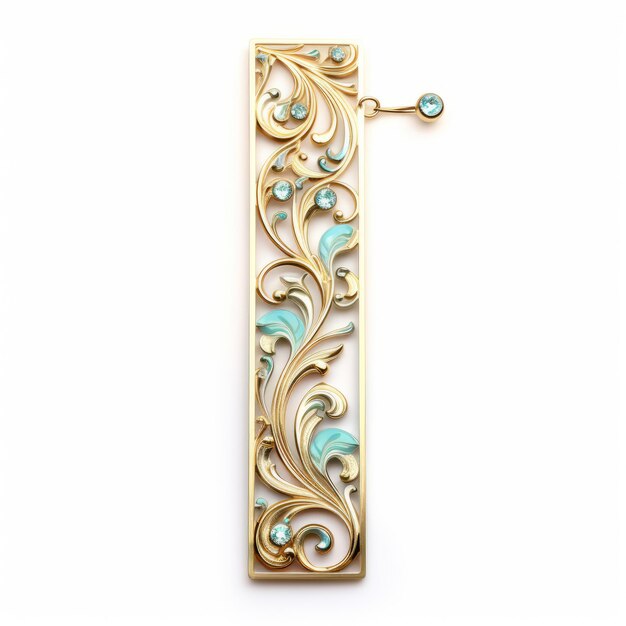 Photo aquamarine dreams exquisite caribbeaninspired rectangular gold ornate bookmark with synthetic opal